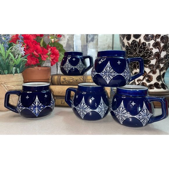 SET Vintage AG Wick Werke Blue Gray Porcelain Art Deco Mugs Cups Steins Germany - Picture 2 of 16